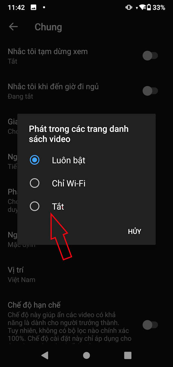 Tắt xem trước video tự động phát YouTube