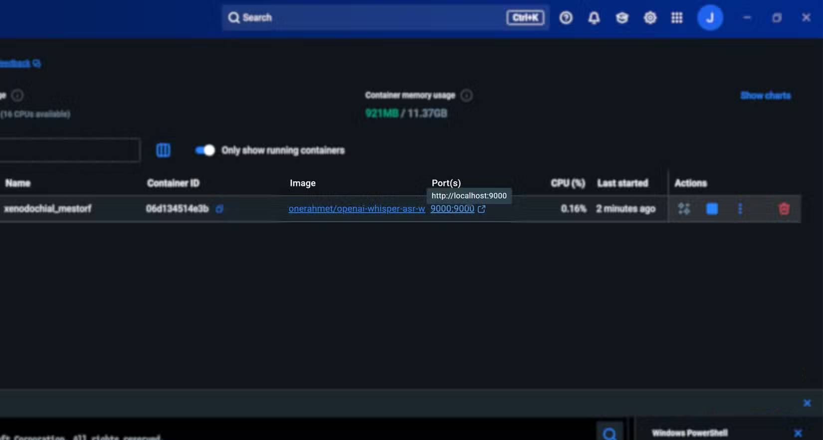 Mở Whisper ASR Webservice bằng cách nhấp vào cổng được cung cấp.