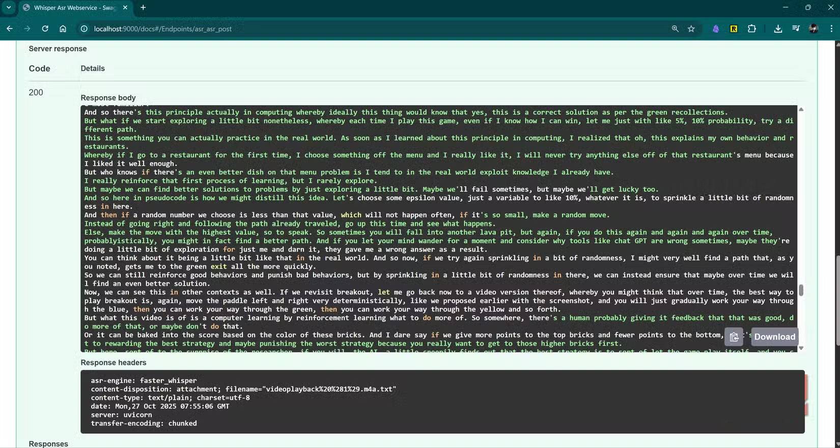 Bài giảng AI dài 1 giờ được phiên âm trong vòng chưa đầy 2 phút