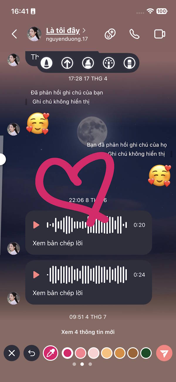 Vẽ trong khung chat Instagram