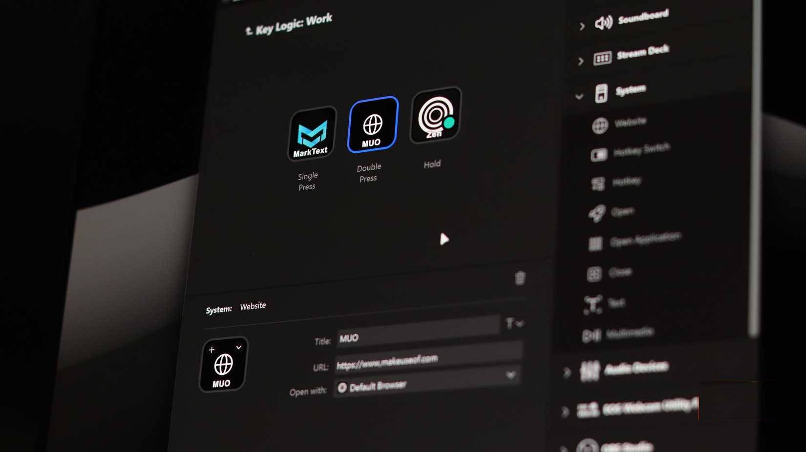 Các tùy chọn Key Logic trong phần mềm Stream Deck