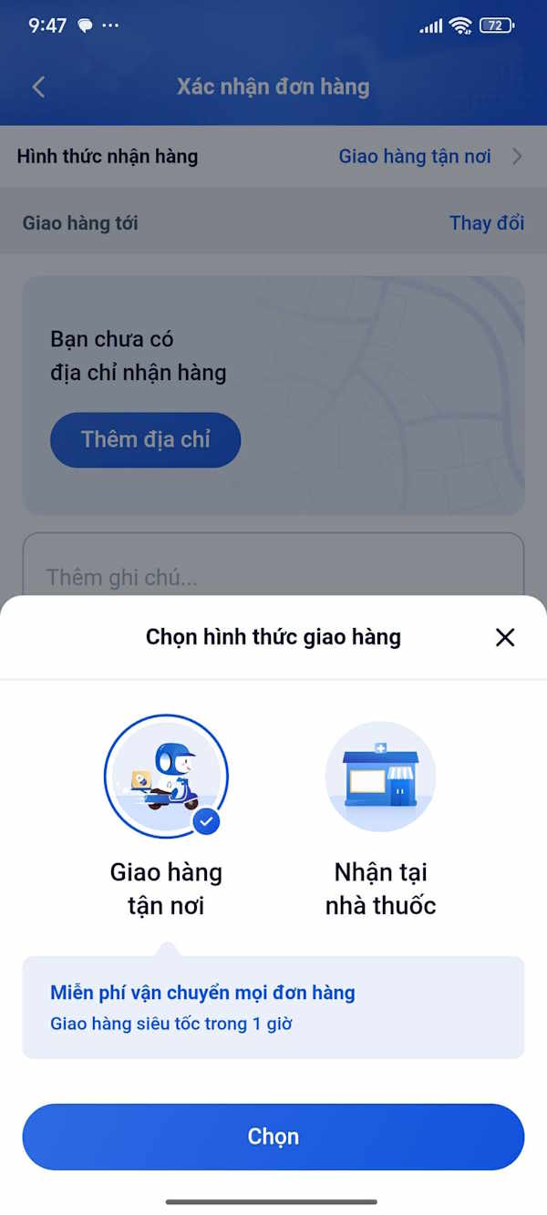 Hình thức nhận hàng 