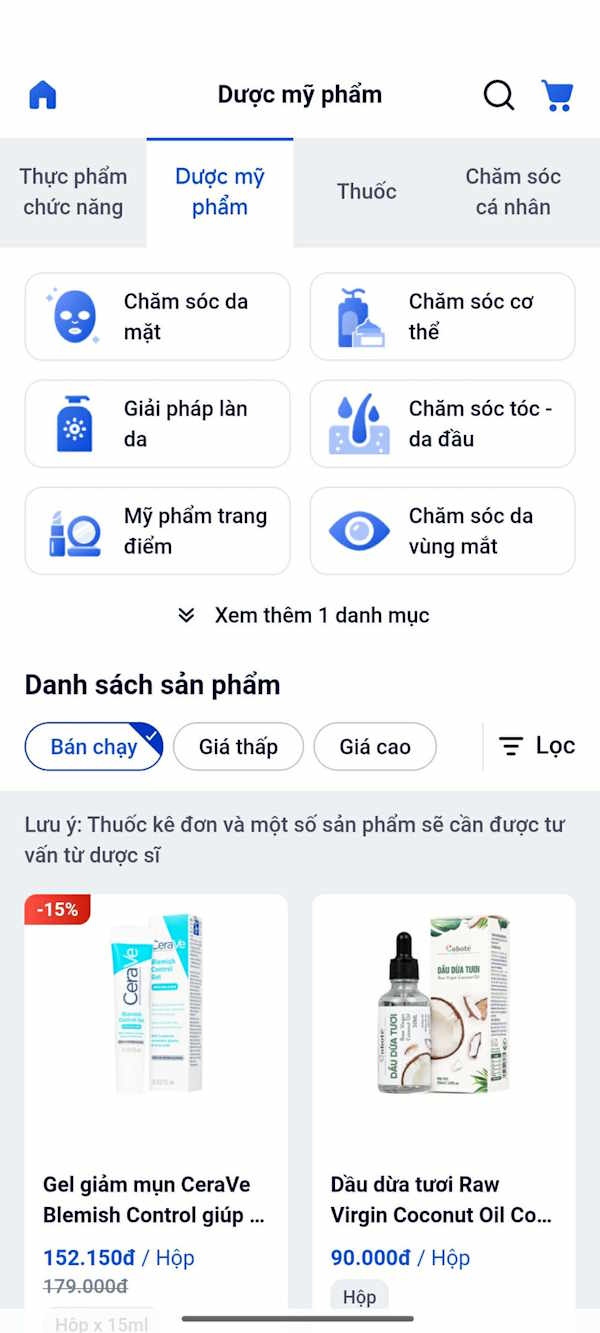 Tìm sản phẩm Nhà thuốc Long Châu