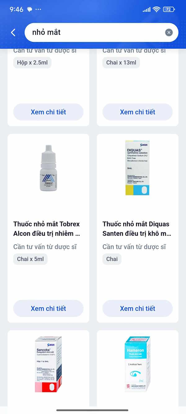 Sản phẩm có thông tin tư vấn