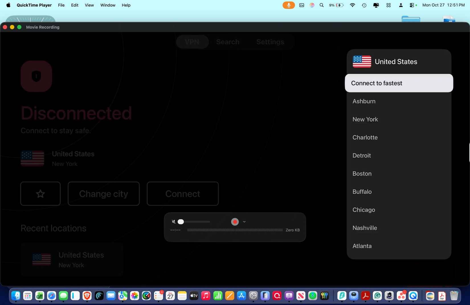Các lựa chọn thành phố của Surfshark trên Apple TV