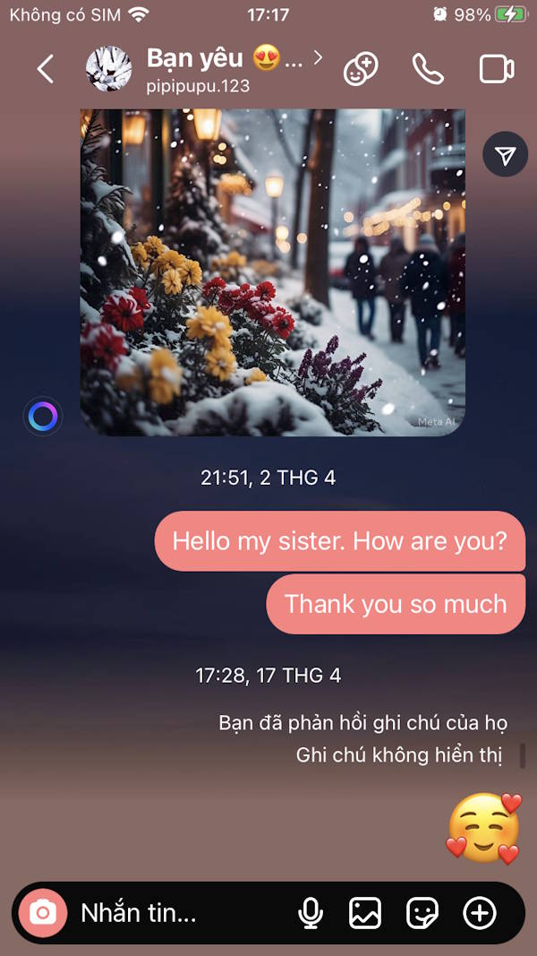 Giao diện tin nhắn Instagram