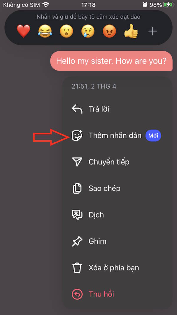 Thêm nhãn dán Instagram