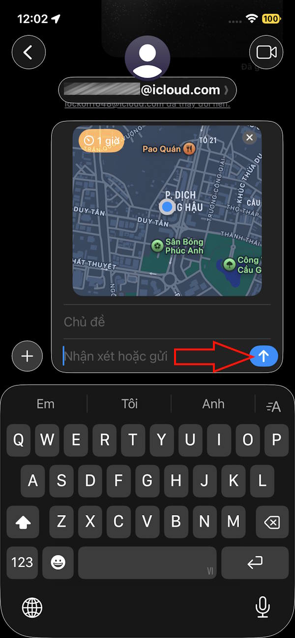 Gửi vị trí trong tin nhắn iPhone