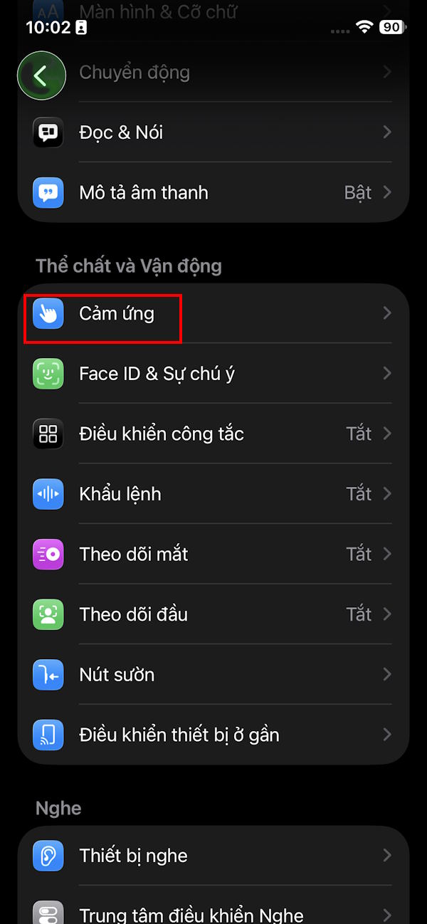 Cảm ứng trên iPhone