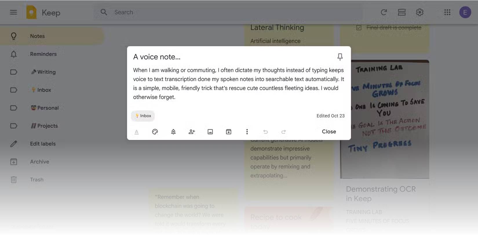 Ghi lại tức thì với ghi chú thoại của Google Keep