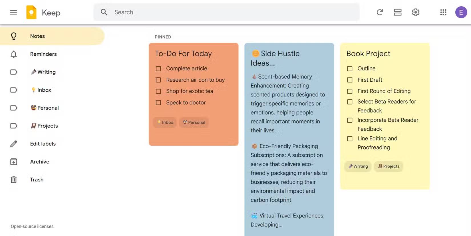 Hệ thống gắn nhãn đơn giản trong Google Keep