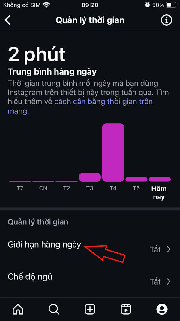 Quản lý thời gian dùng Instagram
