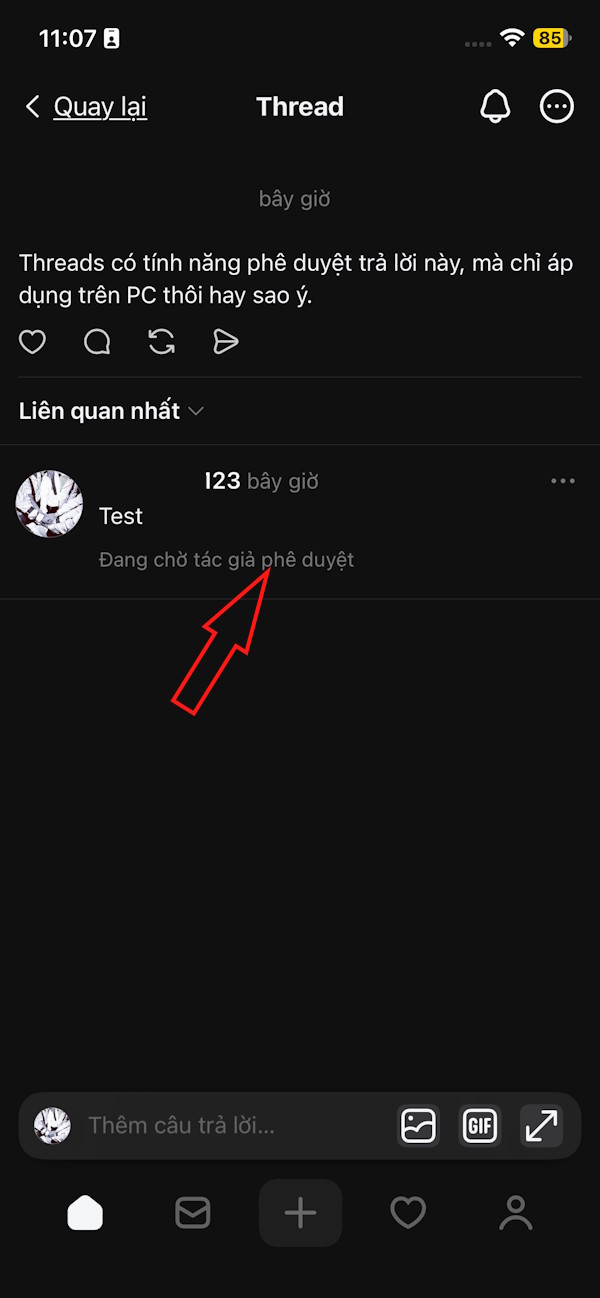 Chờ tác giả phê duyệt bình luận Threads