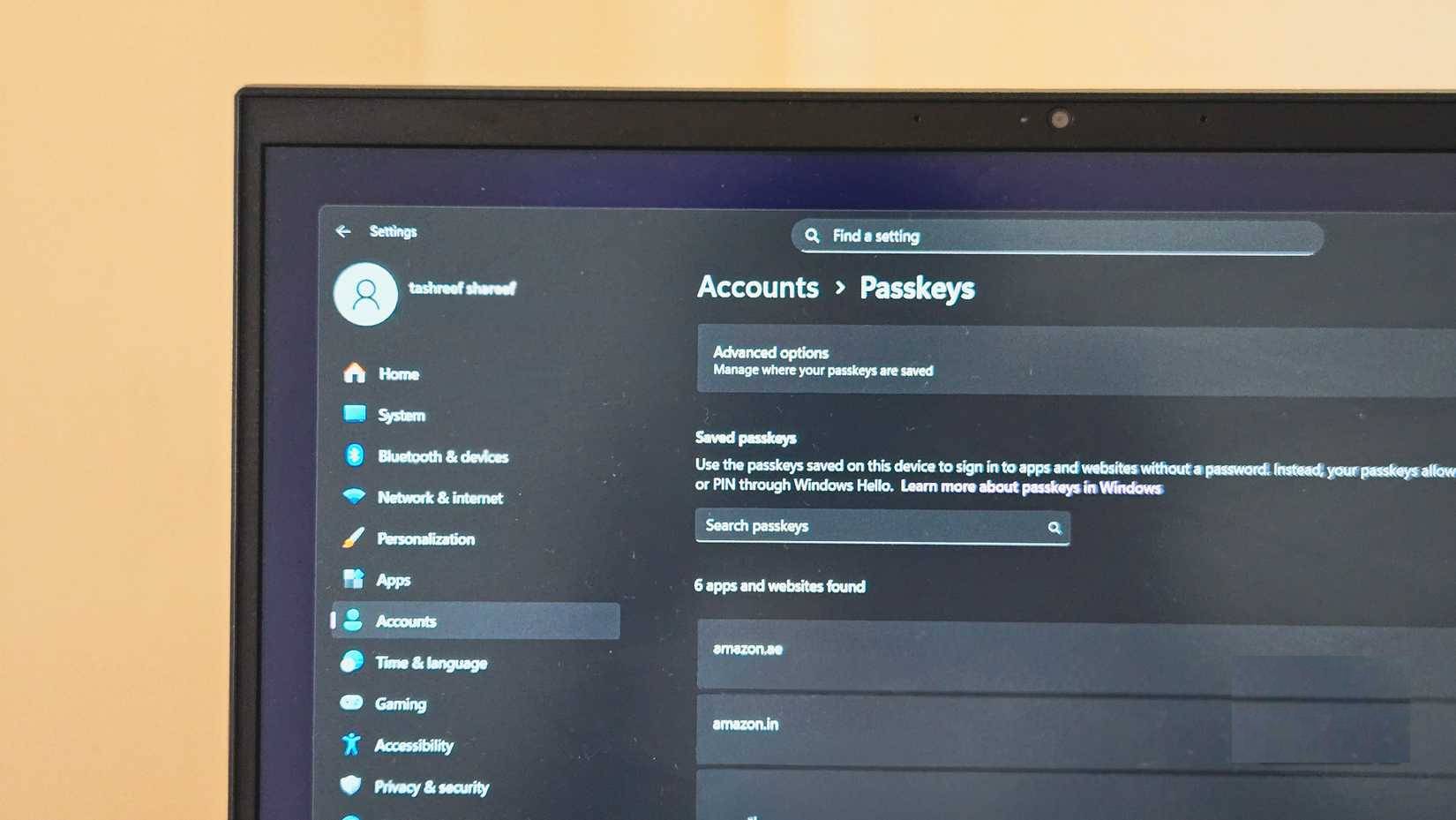 Ứng dụng Settings Windows 11 hiển thị tùy chọn mật khẩu