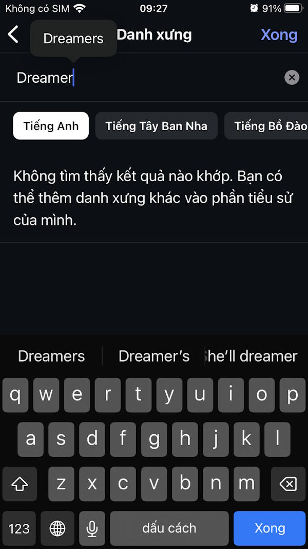 Điền danh xưng Instagram 