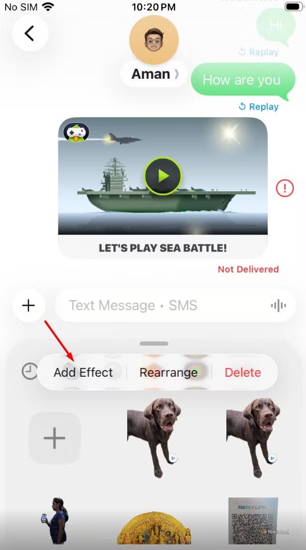 Hiệu ứng sticker trong tin nhắn iMessage