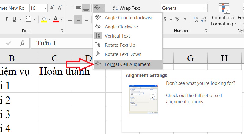 Format Cell Alignment Excel