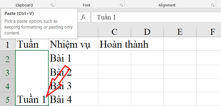 Viết chữ kiểu dọc Excel