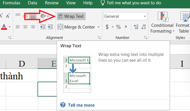 Wrap text Excel