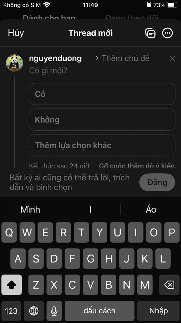 Bảng bình chọn trên Threads