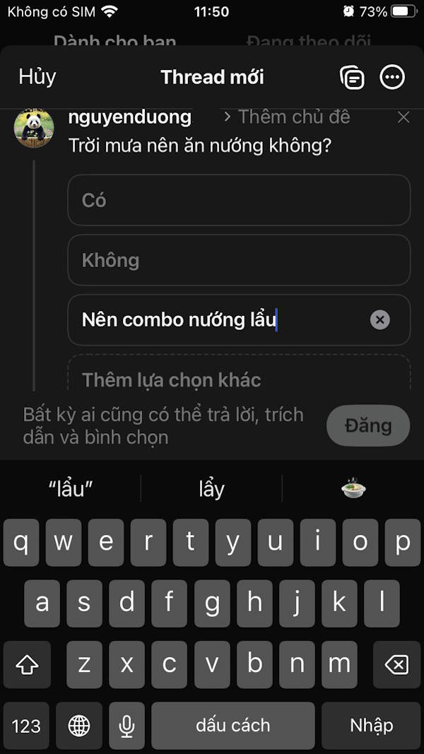 Nhập phương án bình chọn