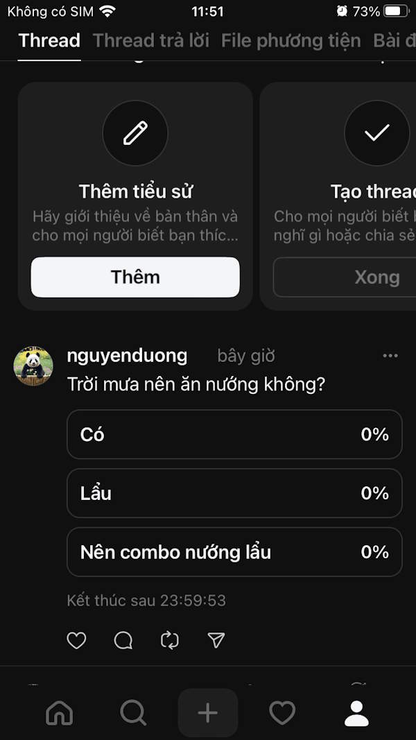 Bình chọn đăng trên Threads