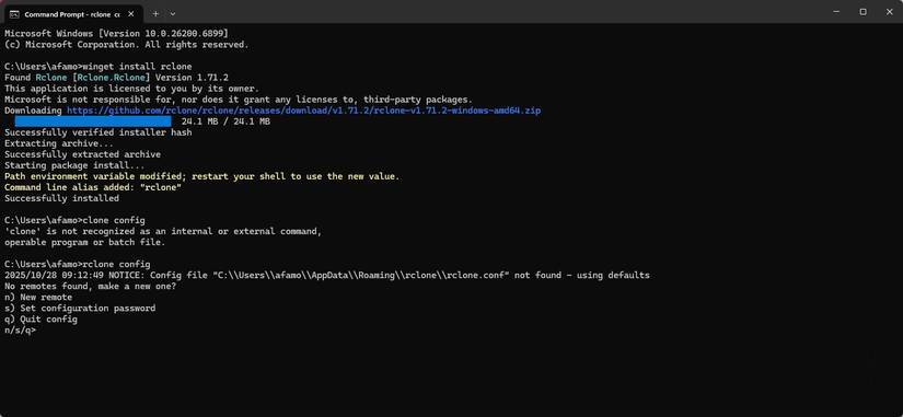 Sử dụng Rclone để cấu hình tài khoản đám mây