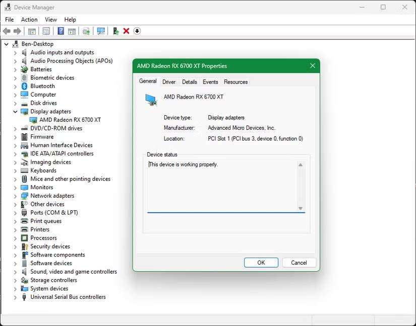 Driver đồ họa AMD trong Device Manager
