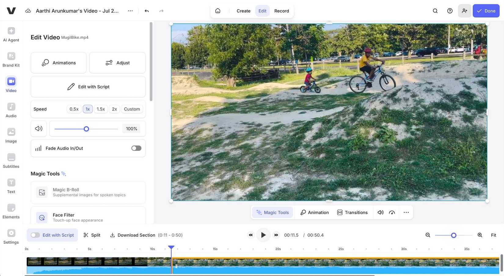 Chỉnh sửa video trong Veed Tool