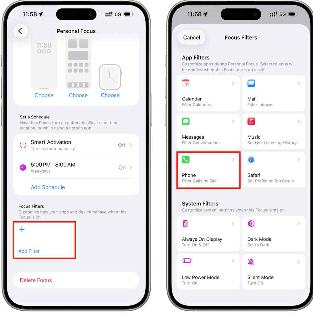 Thêm bộ lọc chế độ Focus