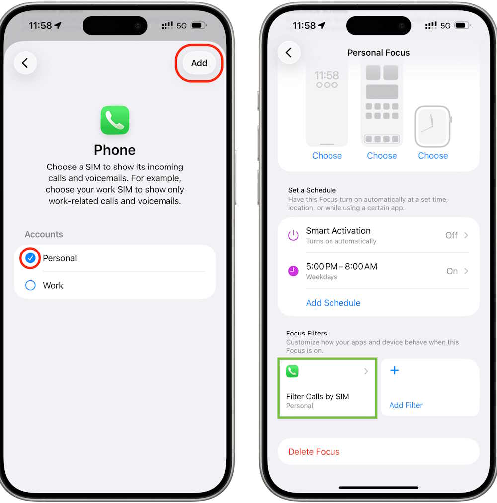 Chọn SIM lọc cuộc gọi 