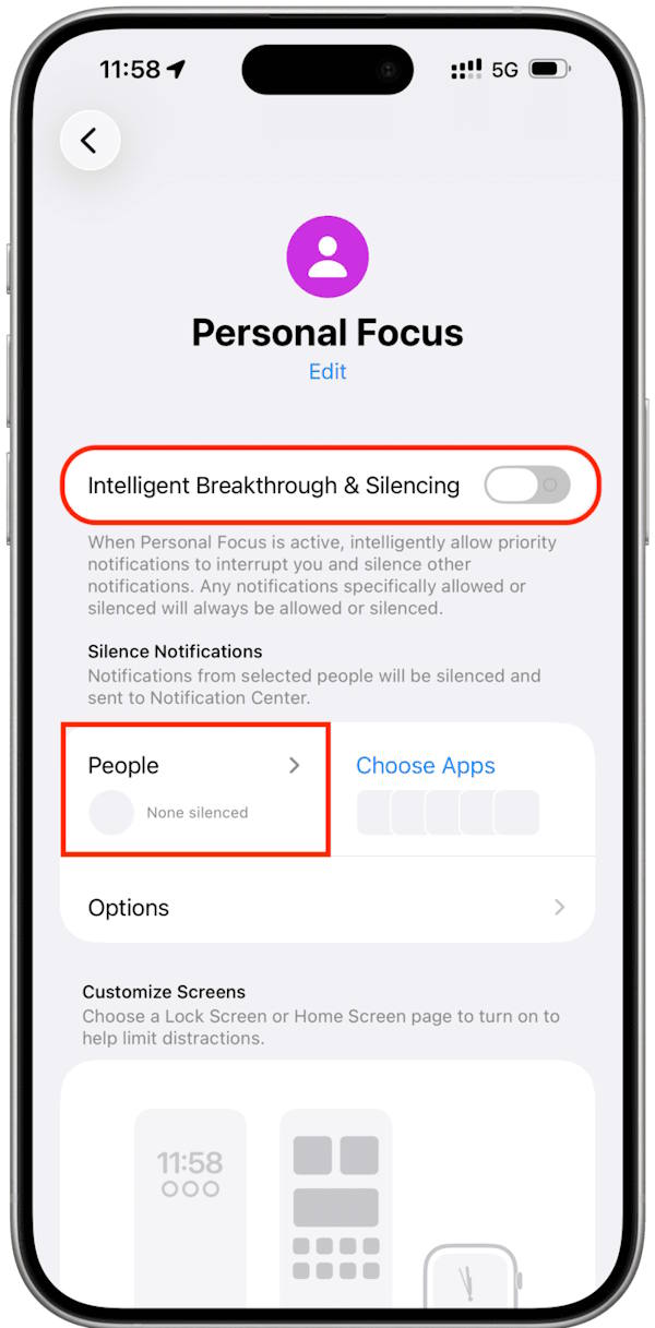 Kiểm tra chế độ Focus