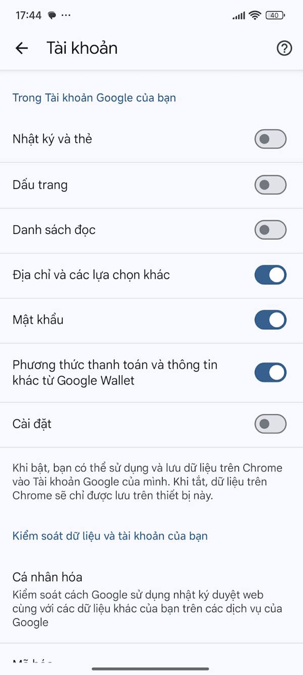 Tắt đồng bộ dữ liệu Google điện thoại