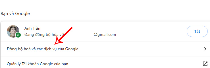 Mở rộng quản lý đồng bộ hóa Chrome