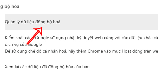 Quản lý đồng bộ hóa Chrome