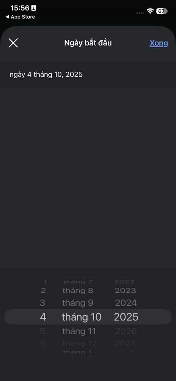 Chọn ngày bắt đầu lọc