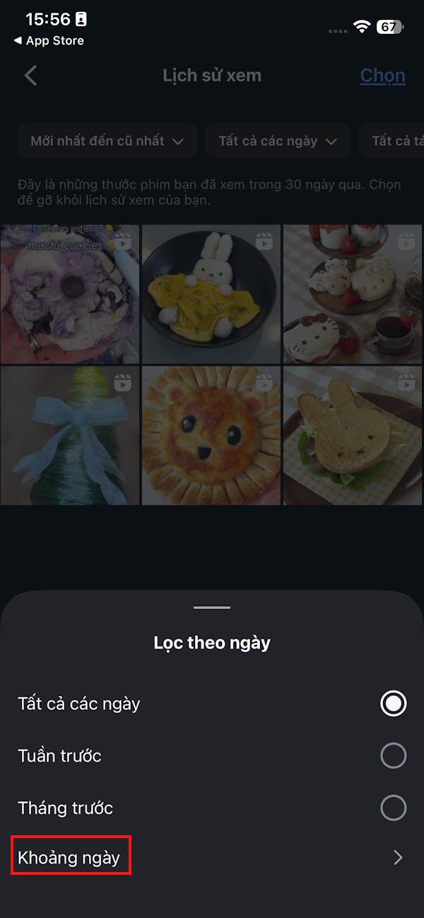 Lọc video Reels theo khoảng ngày
