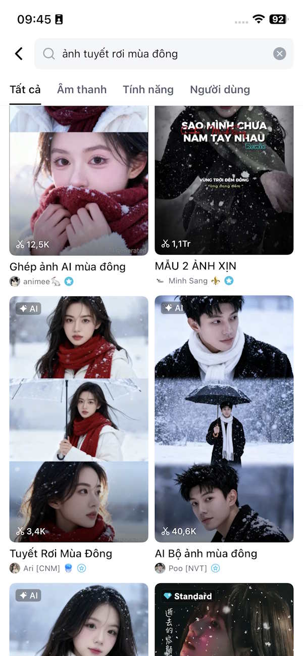 Chọn mẫu tuyết rơi