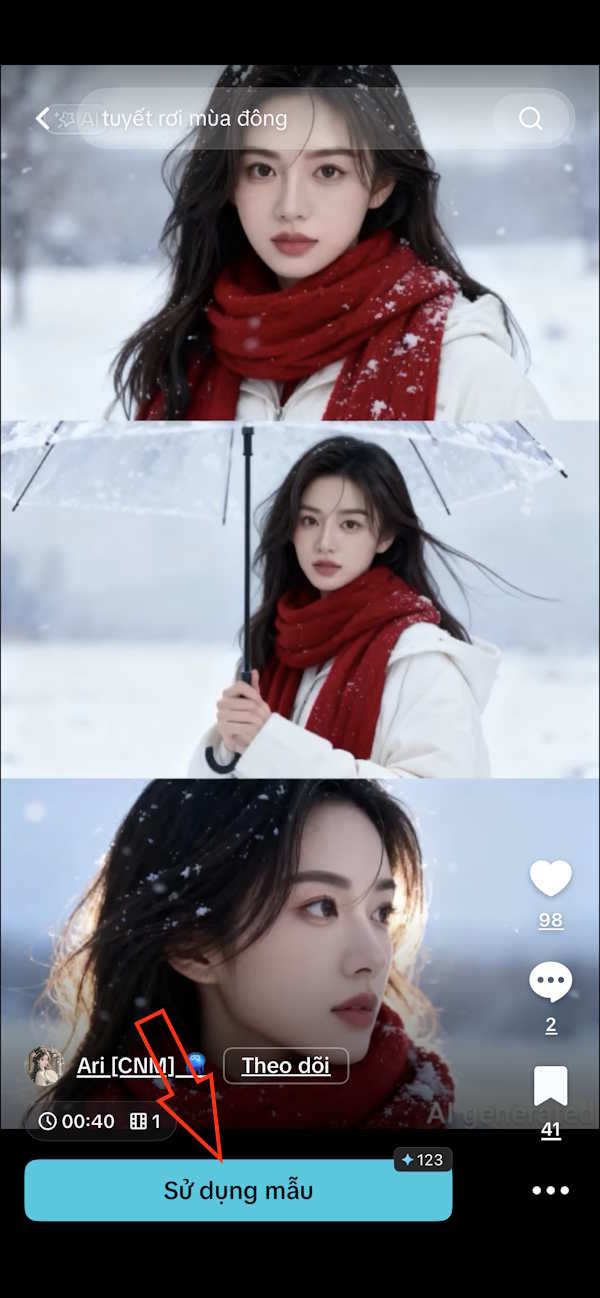 Sử dụng mẫu tuyết rơi