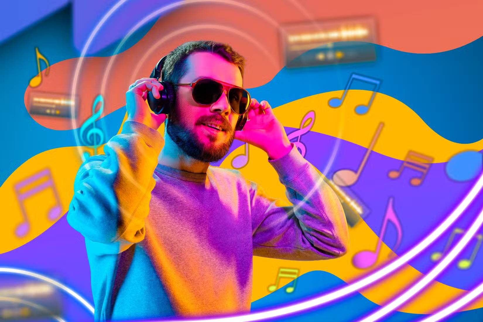 Nghe nhạc với headphone