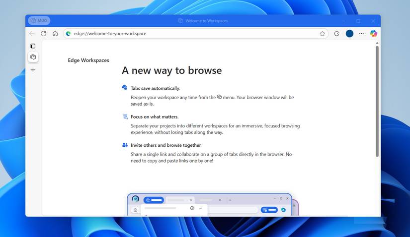 Edge Workspaces mới trên desktop