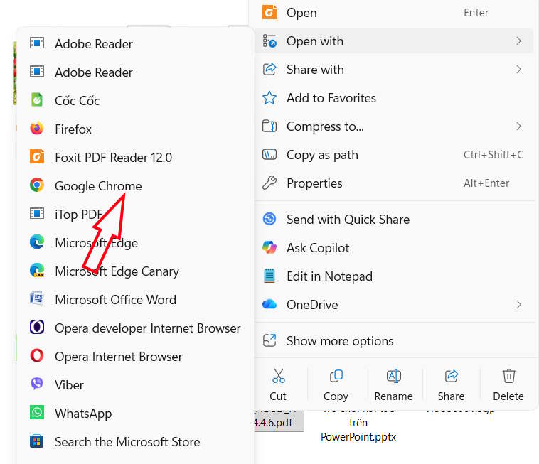 Mở PDF bằng Chrome