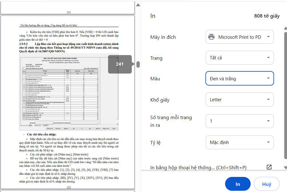 PDF màu đen trắng