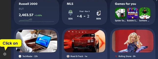 Mở cài đặt Widgets