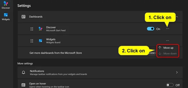 Đổi vị trí bảng thông tin Widgets