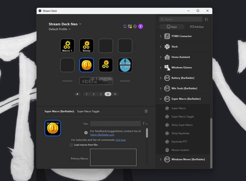Plugin Super Macro trên Stream Deck Neo