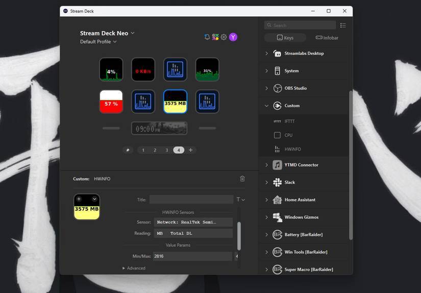 Plugin HWiNFO trên Stream Deck Neo