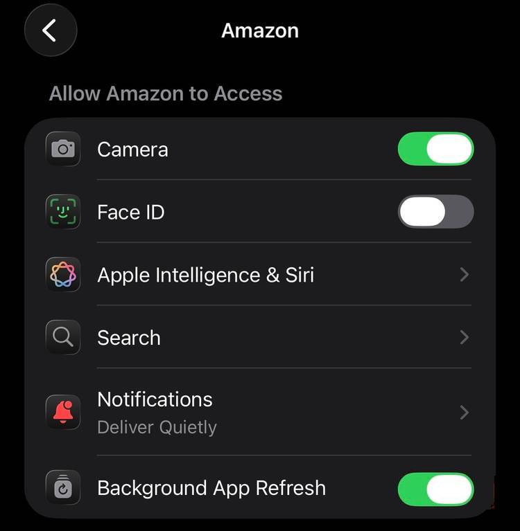 Cài đặt cấp hệ thống trong ứng dụng Amazon trên iPhone