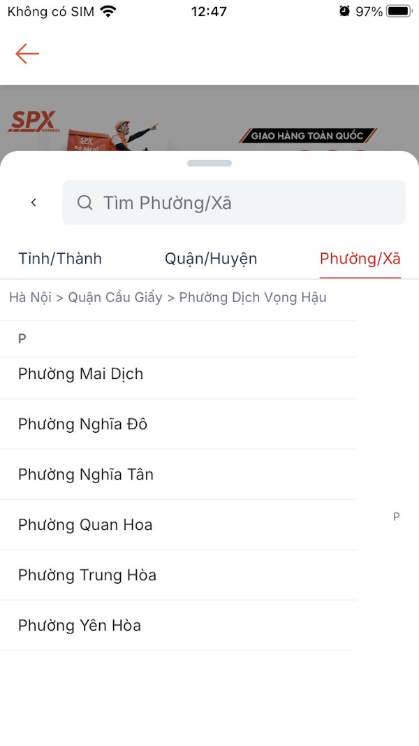 Tìm kiếm địa chỉ bưu cục