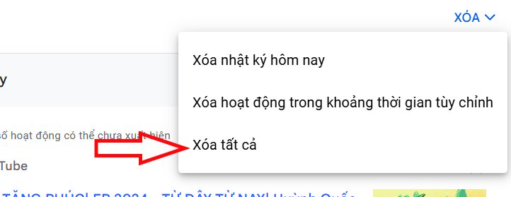 Xóa nhật ký hoạt động trên YouTube